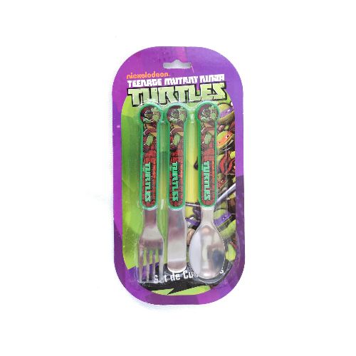 Set x3 de Cubiertos para Bebé - Tortugas Ninja — Cartoons