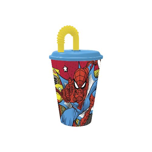 Vaso Plástico con Pajita Retráctil Spiderman 430 ml — Cartoons