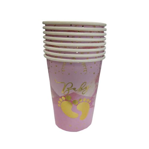 Cotillón Vaso Descartable x8 - Baby Rosado — Cartoons