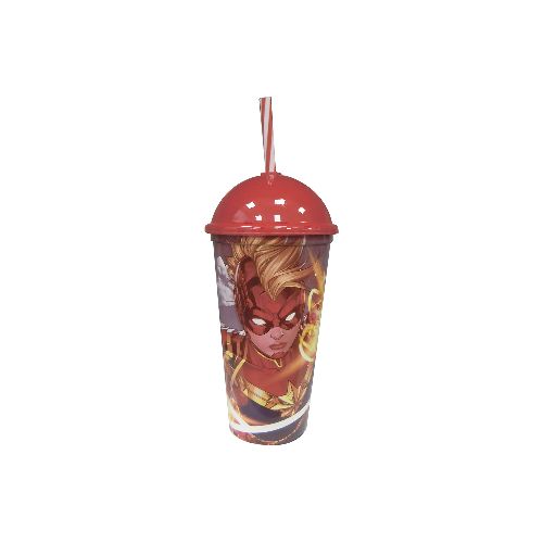 Vaso Plástico Milk Shake con Pajita 500 ml - CAPITANA MARVEL — Cartoons