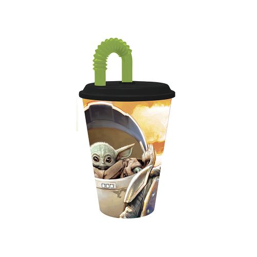 Vaso Plástico con Pajita Retráctil The Mandalorian 430 ml — Cartoons