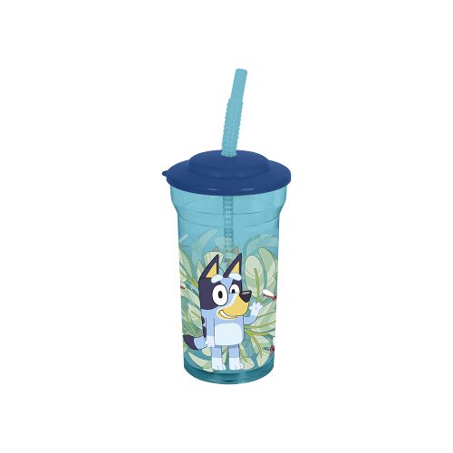 Vaso Plástico Alto con Pajita Bluey 460 ml — Cartoons