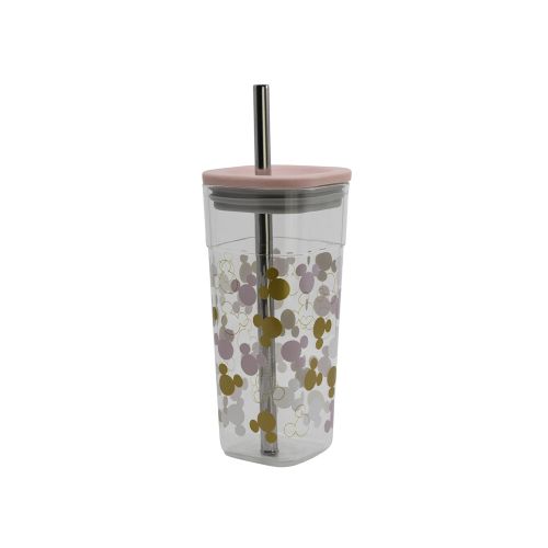 Vaso Acrílico Cuadrado Minnie con Pajita Acero 540 ml — Cartoons