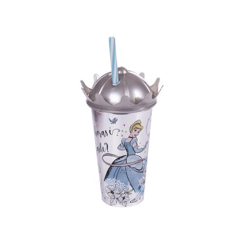 Vaso Plástico Milk Shake con Forma y Pajita Princesas Disney 500 ml - CELESTE — Cartoons