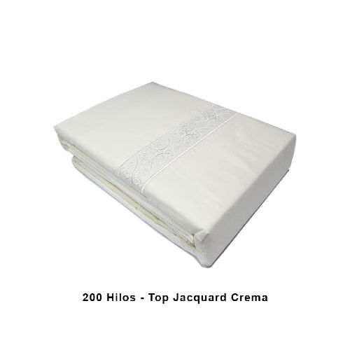 Juego Sábanas Bordadas Dohler 1 plaza 200 hilos - Top Jacquard Crema — Cartoons