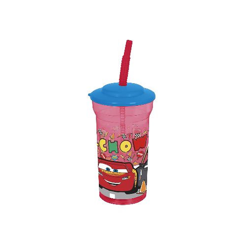 Vaso Plástico Alto con Pajita Cars 460 ml — Cartoons