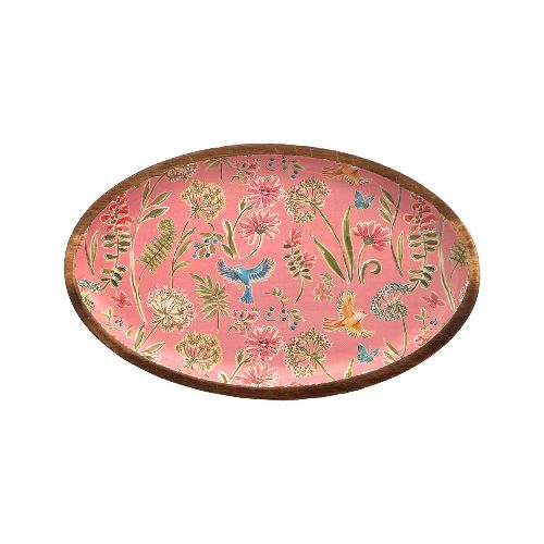 Plato oval de Madera de 20 x 12,5 cm - Varios Diseños - Pajaros Rosa — Cartoons