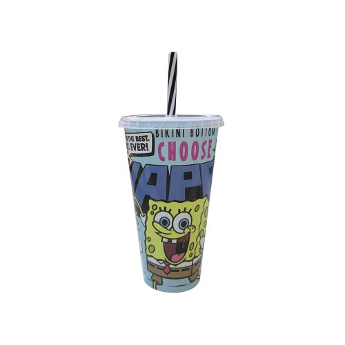 Vaso Plástico con Pajita Bob Esponja 700 ml — Cartoons