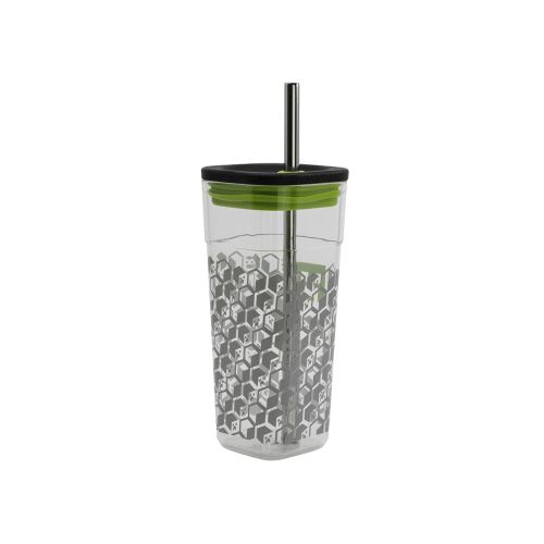 Vaso Acrílico Cuadrado Minecraft con Pajita Acero 540 ml — Cartoons