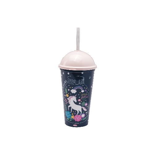 Vaso Plástico Milkshake con Pajita 500 ml Varios Diseñosnicornio — Cartoons