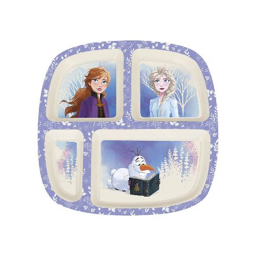 Plato 4 Reparticiones Fibra de Bambú Frozen — Cartoons