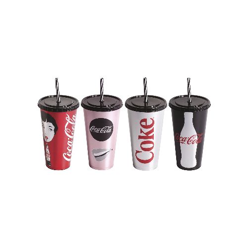 Vaso Plástico con Pajita 700ml Coca Cola Surtidos — Cartoons