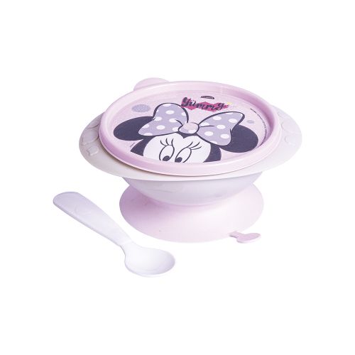 Set Plato con Ventosa y Cuchara Minnie Bebé 240 ml — Cartoons