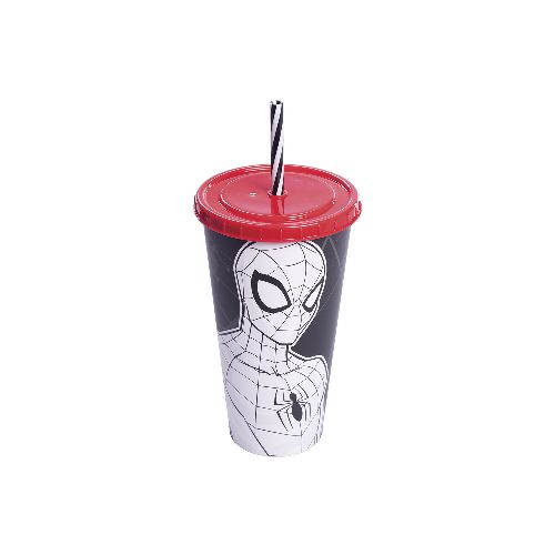 Vaso Plástico con Pajita 700ml - Spiderman — Cartoons