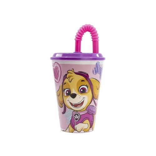 Vaso Plástico con Pajita Retráctil Paw Patrol 430 ml - ROSA — Cartoons