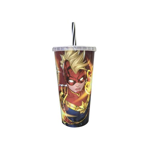 Vaso Plástico con Pajita 700ml - CAPITANA MARVEL — Cartoons