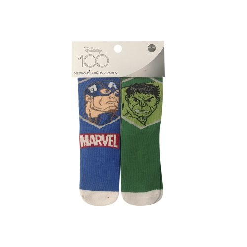 Pack x 2 Medias Infantiles Hulk y Capitán América Talle 19/30 — Cartoons