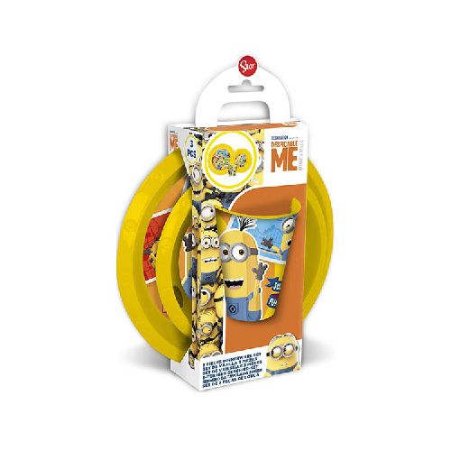 Set de 3 piezas Minions Vaso Plato y Bowl — Cartoons