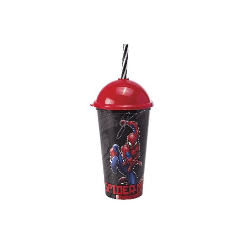 Vaso Plástico Milk Shake con Pajita 500 ml - Spiderman — Cartoons