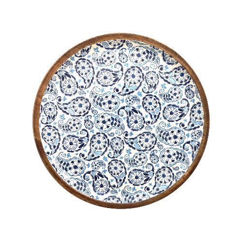 Plato de Madera de 23,5 cm - Varios Diseños - Arabesco Azul — Cartoons