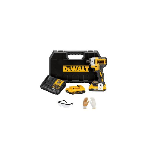 Atornillador de Impacto de 20V DeWalt + 2 Bat + 1 Carg  