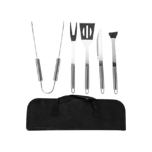 Set Parrillero 5 Piezas En Acero Inoxidable + Estuche  