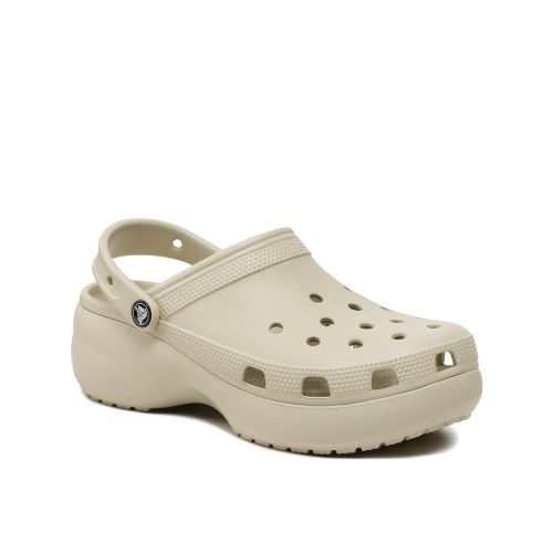 Zueco de Mujer Crocs Classic Plataforma Crocs - Blanco Hueso — Peppos