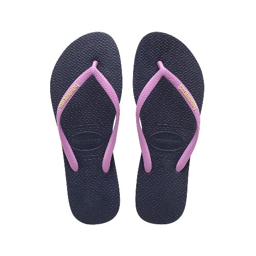 Sandalia de Mujer Havaianas Slim Logo Pop Up Havaianas - Azul Marino - Rosado — Peppos