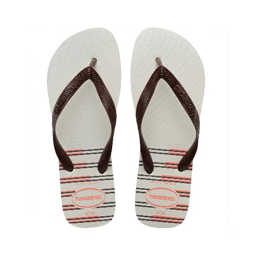 Ojotas de Hombre Havaianas Top Basic Havaianas - Blanco - Marrón Café — Peppos