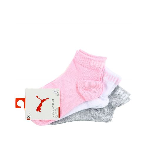 Medias de Mujer Puma x3 Quarter Puma - Rosa - Blanco - Gris — Peppos