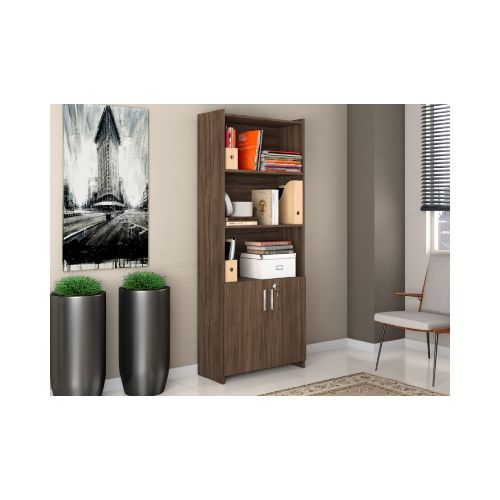 BIBLIOTECA OFFICE CON PUERTAS Y LLAVE CANELA — Alfa Ventas