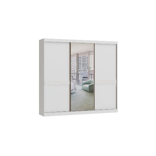 ROPERO IMPERIAL 3 PUERTAS MDF DE CORRER CON ESPEJO BLANCO 09271M-B — Alfa Ventas