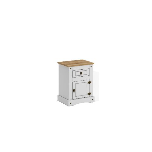 MESA DE LUZ 1 CAJON 1 PUERTA BLANCO MEX34BL — Alfa Ventas