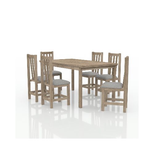 MH- JUEGO DE COMEDOR ITALIA 6 SILLAS EUCALIPTO RUSTICO — Alfa Ventas