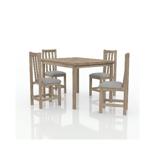 MH- JUEGO DE COMEDOR ITALIA 4 SILLAS EUCALIPTO RUSTICO — Alfa Ventas