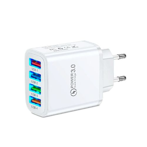 Cargador Blanco Usb 3.0 de 40w con 4 Puertos  