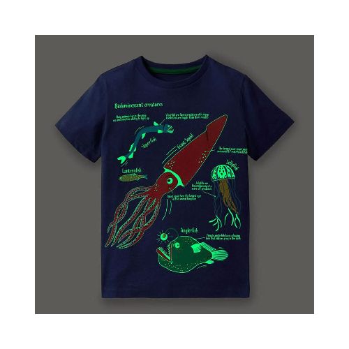 Camiseta Luminosa Diseño Calamar para Niño  