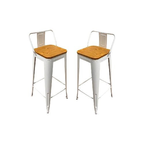 Set X2 Juego Taburete Banqueta Tolix Metal Asiento Madera  