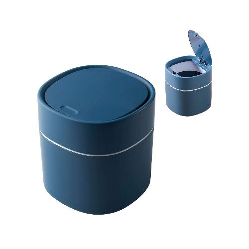 Mini Cubo Tapa De 2l Papelera Basura Plastico Mesada - Variante Color Azul Oscuro — Atrix