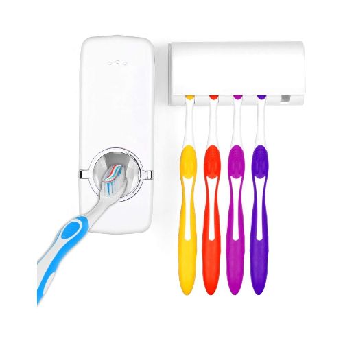 Dispensador Automatico Pasta Dental Y Porta Cepillo - Color Variante BLANCO — Atrix