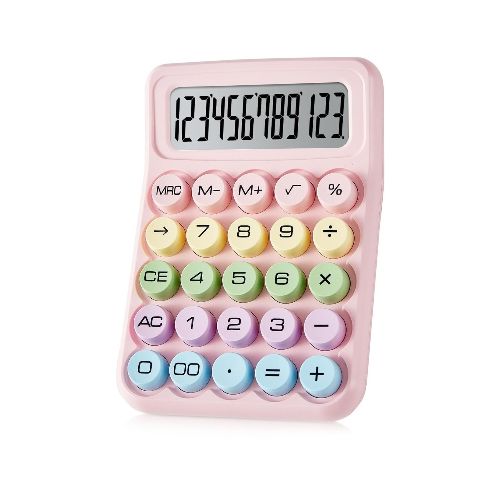 Calculadora Escritorio 12 Digitos Pantalla Grande Escolar - Color Variante Rosa — Atrix