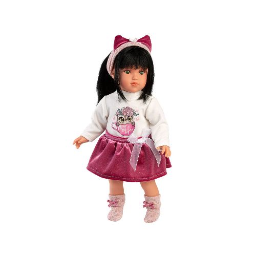 Muñeca Llorens Greta 40cm Vestido Fiesta Vincha Pelo Largo - Variante Modelo Greta — Atrix