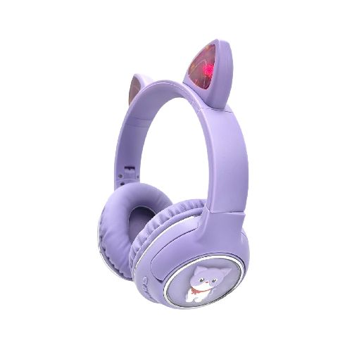 Auriculares Vincha Bluetooth Inalambricos Luces Microfono - Variante Diseño Gato — Atrix