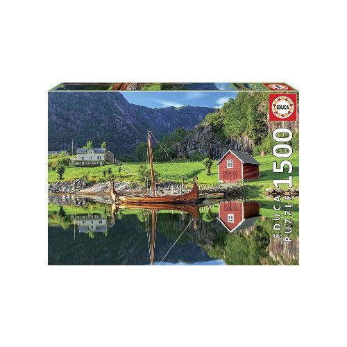 Puzzle Rompecabeza Barco Vikingo Paisaje Educa 1500 Piezas — Atrix