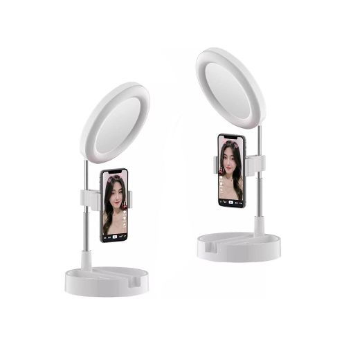 Espejo Con Aro Luz Led Selfie + Soporte Celular Maquillaje — Atrix