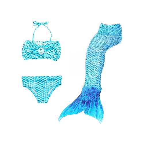 Traje De Baño Niña 3 Piezas Sirena Playa Piscina Cosplay - Variante Color Azul Talle 100 — Atrix