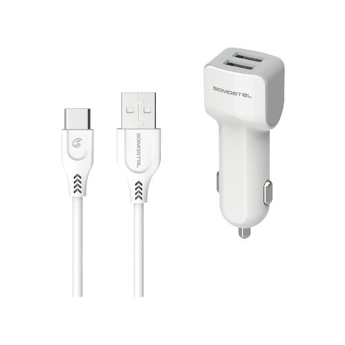 Cargador Auto Somostel Usb Doble + Cable Micro Tipo C Rapido - Variante Entrada TipoC — Atrix