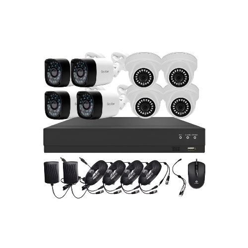 Kit DVR 8 Canales 8 Cámaras Full Hd 1080 P Exterior Interior - Variante Color Negro — Atrix