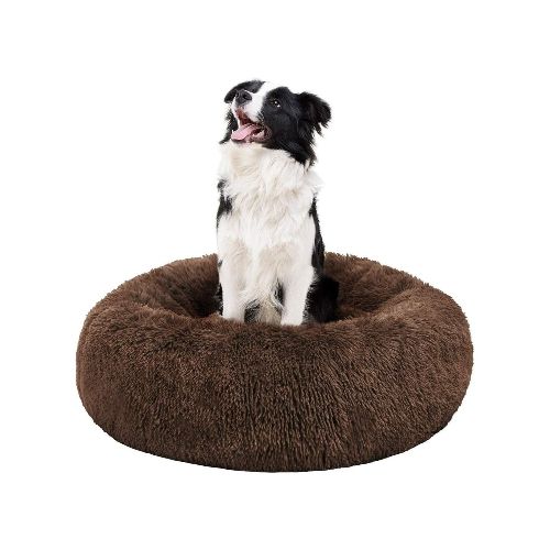 Cucha 80cm Cama Colchon Puff Plush Mascota Antiestress - Color Variante Marrón — Atrix