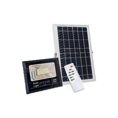 Foco Solar Reflector Led 50w Panel Exterior Jardin Luz Fria - Variante Color Negro — Atrix